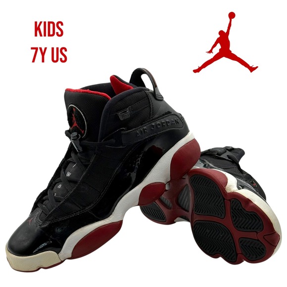 Air Jordan Other - Nike Air Jordan 6 Rings Bred Black Red White Youth 7Y / Women's 8.5‎ 323419-062